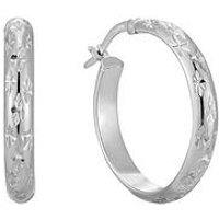 Seol + Gold Sterling Silver Diamond Cut Star Patterned Creole Hoop Earrings