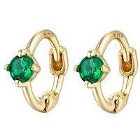 Seol + Gold 9Ct Solid Gold Tiny Emerald Huggie Hoop Earrings