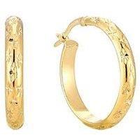 Seol + Gold 18Ct Gold Plated Sterling Silver Diamond Cut Star Patterned Creole Hoop Earrings