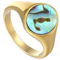 Seol + Gold 18Ct Gold Plated Sterling Silver Abalone Shell Signet Ring