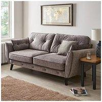 Very Home Paulo Velvet 3 Seater Sofa - Grey - Fsc Certified - 3 Seater Sofa