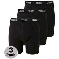 D555 Cotton Boxer Shorts (3 Pack) - Black