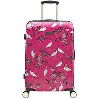 Sara Miller Medium Pink Heron 4 Wheel Trolley Suitcase