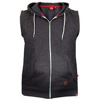 D555 Sleeveless Zip Through Hoodie - Charcoal Melange