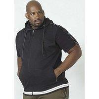 D555 Couture Sleeveless Hoodie With Taping Detail And Embroidery - Black