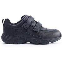 Start-Rite Meteor Black Leather Double Riptape Lightweight School Trainers - Black