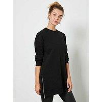 Mint Velvet Black Longline Zip Sweat