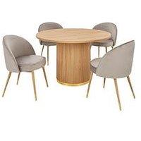 Very Home Carina 120 Cm Round Dining Table + 4 Chairs - Oak/Grey