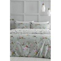 Catherine Lansfield Songbird Reversible Duvet Cover Set Sage Green - Db