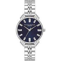 Olivia Burton Art Deco Midi Dial Navy & Silver Bracelet Watch