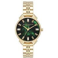 Olivia Burton Art Deco Midi Dial Emerald Green & Gold Bracelet Watch