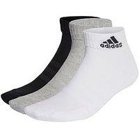 Adidas Sportswear Unisex 3 Pack Cushioned Ankle Socks - White/Grey