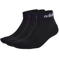 Adidas Sportswear Unisex 3 Pack Cushioned Linear Ankle Socks - Black