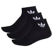 Adidas Originals Mid-Cut Ankle Socks - 3 Pairs - Black