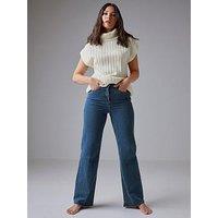 Long Tall Sally Bea Wide Leg Washed Indigo Jean