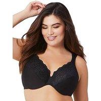 Glamorise Low Cut Wonderwire Lace Bra - Black