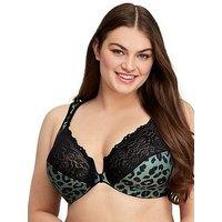 Glamorise Wonderwire Animal Lace Front Close Bra - Leopard