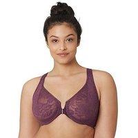 Glamorise Lacey T-Back Front Close Wonderwire Bra - Plum