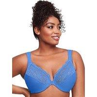 Glamorise Wonderwire Lace Front Close Bra - Blue