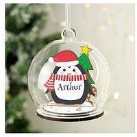 The Personalised Memento Company Wooden Penguin Glass Bauble