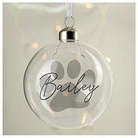 The Personalised Memento Company Pawprint Glass Bauble