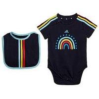 Adidas Sportswear Unisex Infant 3-Stripes Vest & Bib Gift Set - Navy