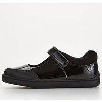 The Very Collection Toezone Wide Fit & Younger Girls Patent Leather Mary Jane School Shoes - Black
