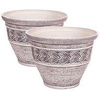 You Garden Pair Heart 40Cm Washed Granite Planter