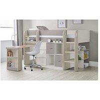 Julian Bowen Saturn Midsleeper Bed With Desk, Bookcases And 3 Drawer Chest - Taupe