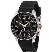Maserati Sfida 44Mm Chr Black Dial Blk Silicon Mens Watch