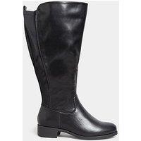 Yours Extra Wide Fit Stretch Knee Boot Pu Black