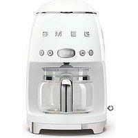 Smeg Dcf02Whuk 50S Retro Style Drip Coffee Machine, Auto-Start Mode, Reuseable Filter, Digital Displ