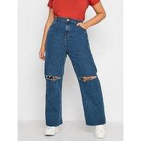Yours Curve Plus Size Ripped Wide Leg Jeans