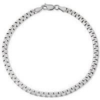 The Love Silver Collection Men'S Sterling Silver Rhodium Plated 3.6Mm Square Link Chain Bracelet 8 Inch