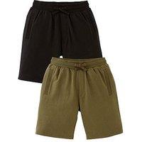 Everyday Boys Cotton Rich Essential 2 Pack Jogger Shorts - Black/Khaki