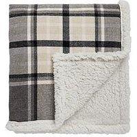 Very Home Chenille Check With Sherpa Throw - Grey