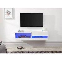 Gfw Galicia 120 Cm Floating Wall Tv Unit With Led Lights - Fits Up To 55 Inch Tv - White