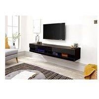 Gfw Galicia 150 Cm Floating Wall Tv Unit With Led Lights - Fits Up To 65 Inch Tv - Black