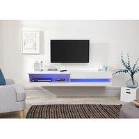 Gfw Galicia 180 Cm Floating Wall Tv Unit With Led Lights - Fits Up To 80 Inch Tv - White