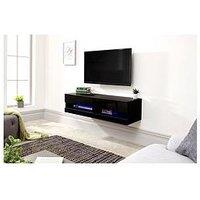 Gfw Galicia 120 Cm Floating Wall Tv Unit With Led Lights - Fits Up To 55 Inch Tv - Black