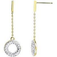 Evoke 9Ct Gold Plated Sterling Silver Crystal Bar Halo Drop Earrings