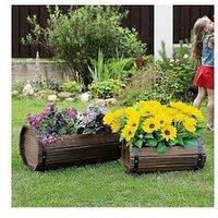 Outsunny 2Pcs Wooden Flower Plant Pot Outdoor & Indoor Plant Box With Solid Wood
