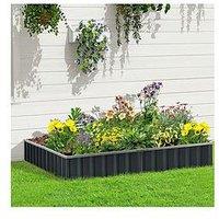Outsunny Metal Raised Garden Bed No Bottom Diy Large Steel Planter Box W/ Gloves