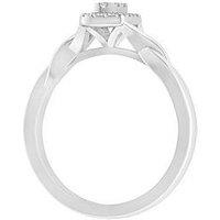 Love Diamond 9Ct White Gold Twisted Band 0.20Ct Square Diamond Set Engagement Ring