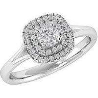 Love Diamond 9Ct White Gold 0.45Ct Diamond Square Engagement Ring