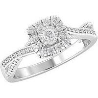 Love Diamond 9Ct White Gold 0.33Ct Diamond Twist Band Square Engagement Ring