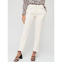V By Very Button Tab Tapered Trouser - Beige