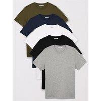 Everyday 5 Pack Crew T-Shirt - Khaki/Navy/White/Black/Grey