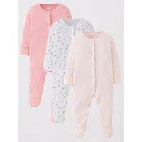 Everyday Baby Girls 3 Pack Sleepsuits - Pink