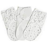 Silentnight Safe Nights 3 X Pack Swaddles - Velcro Tab Fastening - Grey Star Print